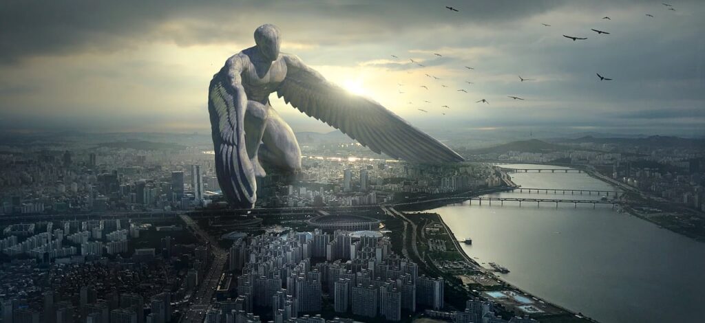 fantasy, guardian angel, angel, protector, to protect, city, mystical, composing, fairytale, epic, monument, statue, spirituality, photomontage, kollossal, fantastic, impressive, gigantic, divine, fantasy, fantasy, angel, angel, angel, city, city, city, city, city, epic