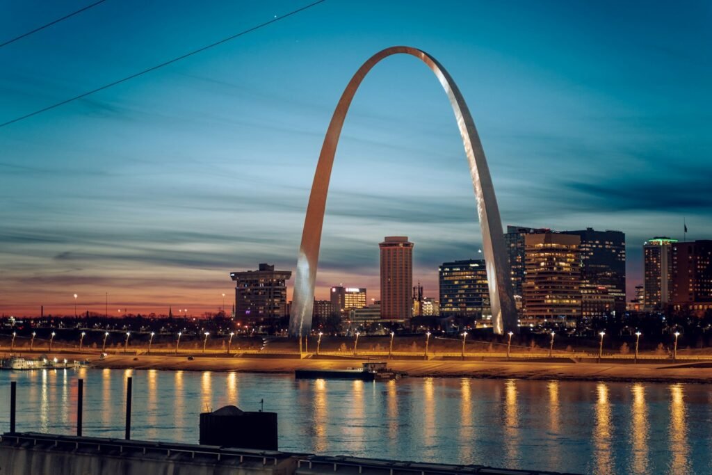 A Closer Look At The Jerry Lewis-Bey Trail the st louis arch is lit up at night